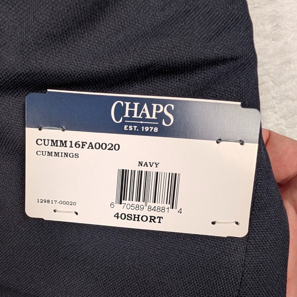 Chaps Sport Coat Mens 40S Navy Blue Classic Fit 2-Button Gold Crest Blazer NEW - Picture 2 of 11